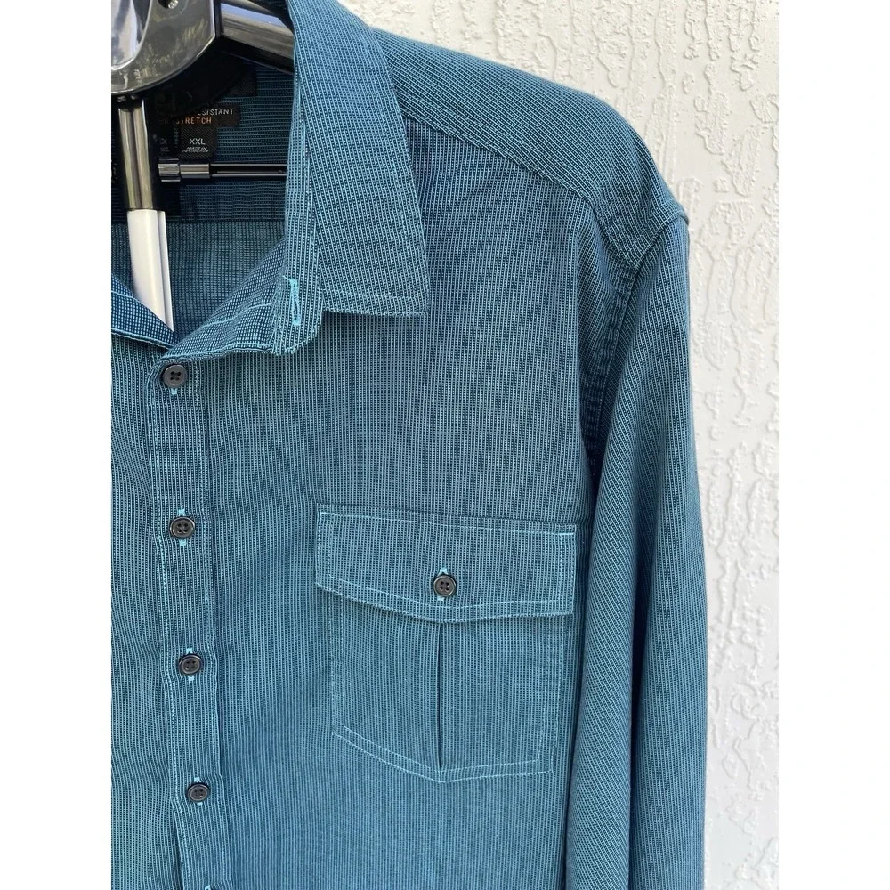 Marc Anthony Wrinkle Resistant Stretch Men's Shirt Size‎ XXL Teal And Black